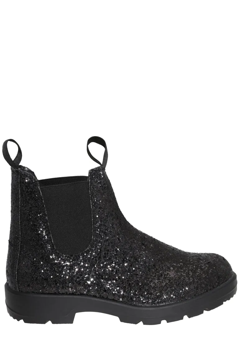 Black Glitter Ankle Boots