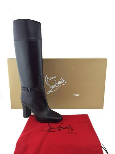 Christian Louboutin Black Leather Mervillon 85 Knee Boots Size 6/EU 36