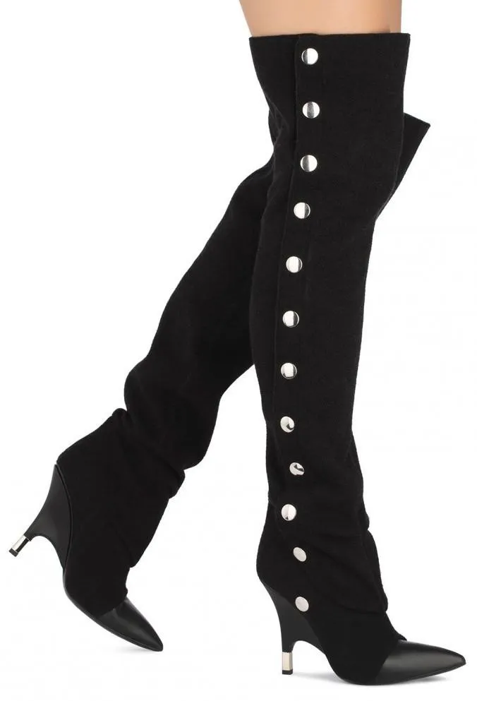 Harper Over-the-Knee Boots, Black Leather