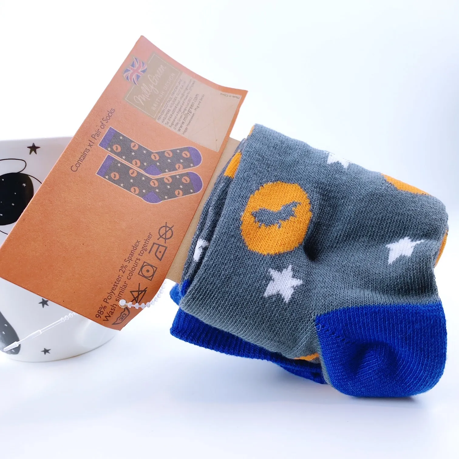 Milly Green British Design Halloween Count Fangula Cat Coffee Mug and Sock Set - Perfect for Spooky Season Gifts and Cozy Sips!