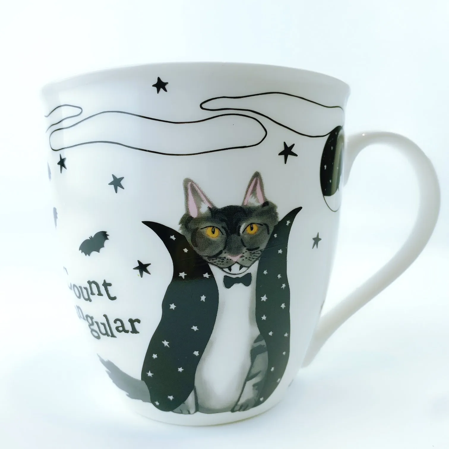 Milly Green British Design Halloween Count Fangula Cat Coffee Mug and Sock Set - Perfect for Spooky Season Gifts and Cozy Sips!