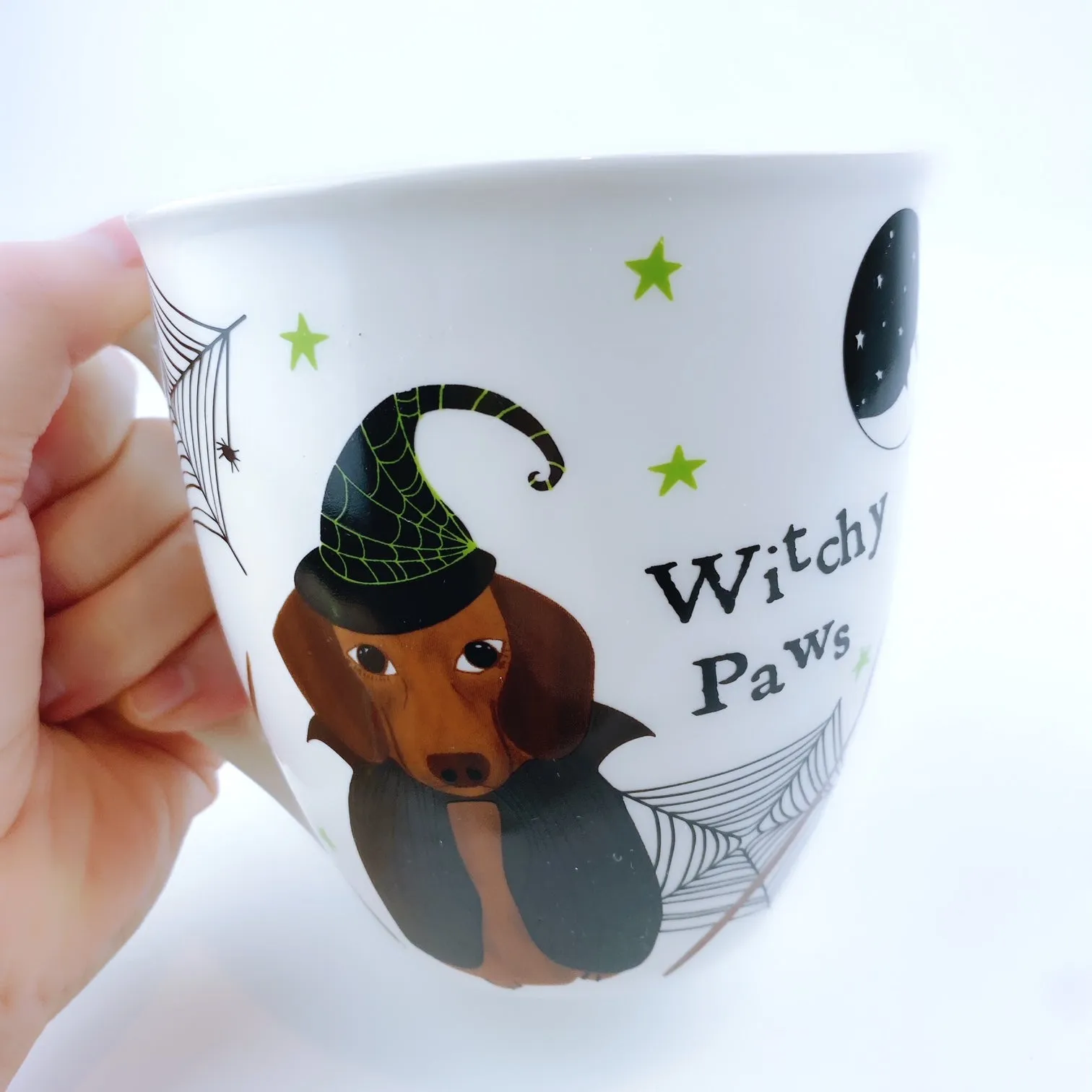 Charming Milly Green Halloween Witchy Paws Dachshund Coffee Mug & Cozy Sock Gift Set - Perfect for Dog Lovers