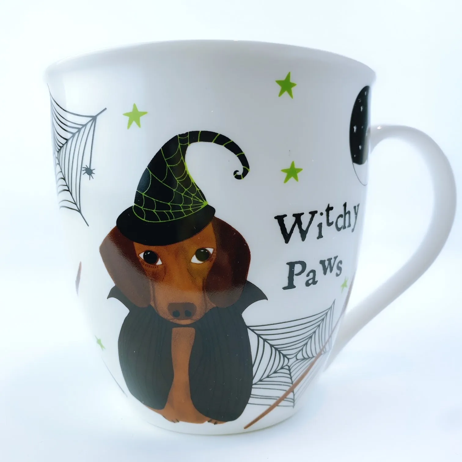 Charming Milly Green Halloween Witchy Paws Dachshund Coffee Mug & Cozy Sock Gift Set - Perfect for Dog Lovers