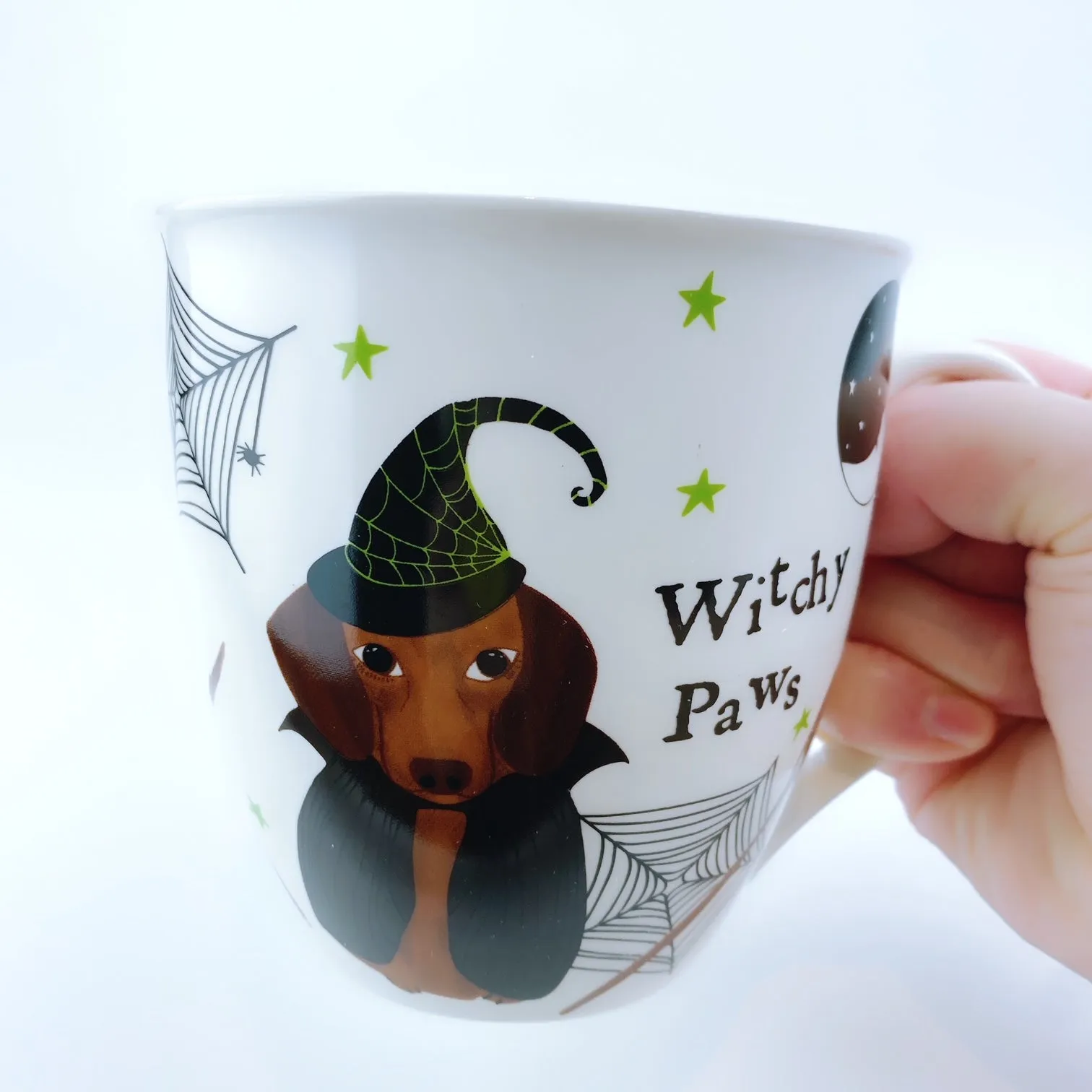 Charming Milly Green Halloween Witchy Paws Dachshund Coffee Mug & Cozy Sock Gift Set - Perfect for Dog Lovers